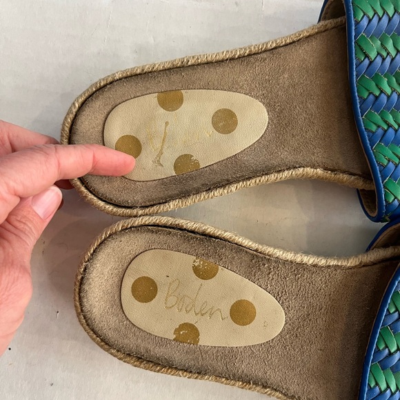 Boden Imogen footbed slides woven leather sandals blue green espadrille EU 38 - Picture 6 of 6